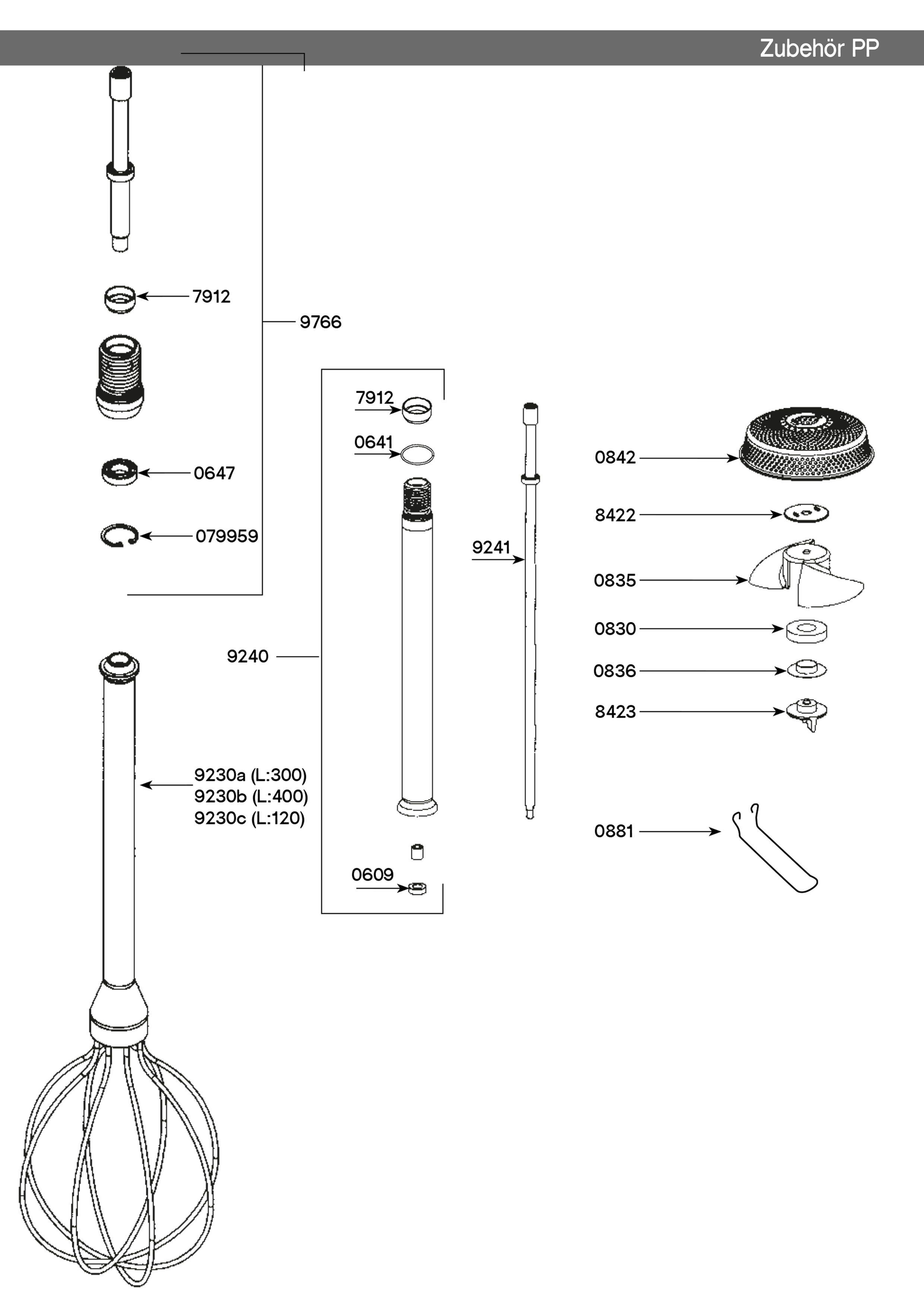 PP Rührbesen (AC208) & PP Pürierstab (AC220)